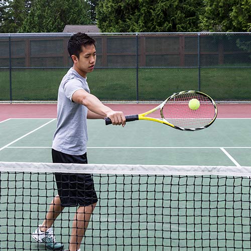 Tennis answer: BACKHAND VOLLEY