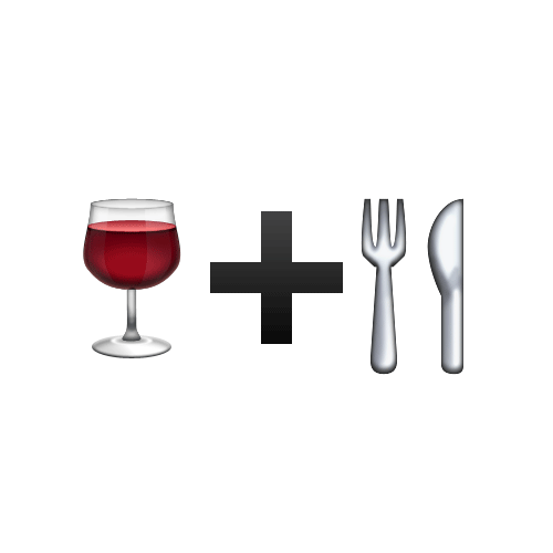 Emoji Quiz 3 answer: WINE AND DINE