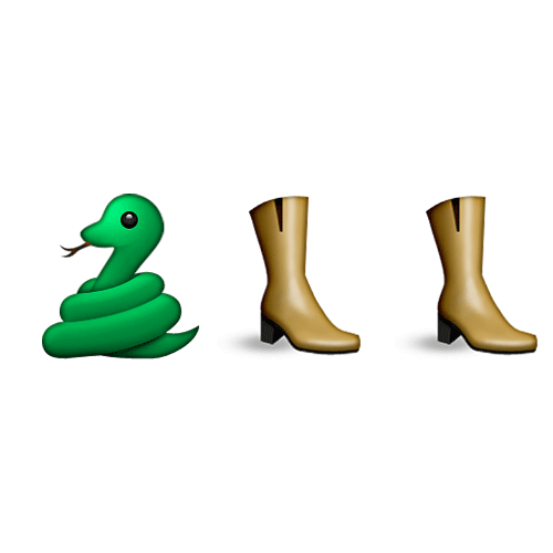 Emoji Quiz 3 answer: SNAKESKIN BOOTS
